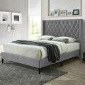 Better Home Amelia Velvet Tufted Platform Bed, Gray - Queen Size 616859963801